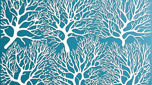 Papier peint corail Motif de corail blanc sur fond turquoise