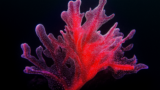 Papier peint corail Motif de corail rouge éclatant sur fond sombre