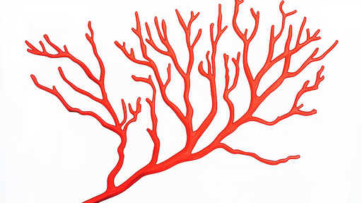 Papier peint corail Motif de corail rouge sur fond blanc