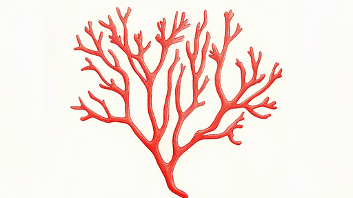 Papier peint corail Motif de corail rouge sur fond clair