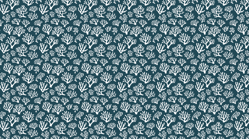 Papier peint corail Motif de coraux blancs sur fond bleu marine