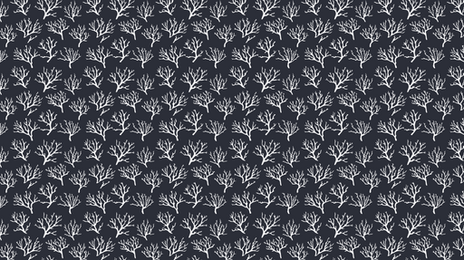 Papier peint corail Motif de coraux blancs sur fond marin sombre