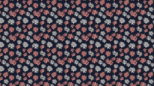 Papier peint corail Motif de coraux stylisés sur fond bleu marine