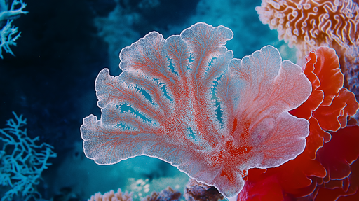 Papier peint corail Motif élégant de corail coloré sur fond aquatique