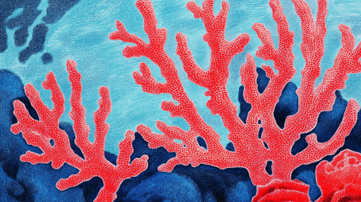 Papier peint corail Motif vibrant de corail rouge sur fond aquatique