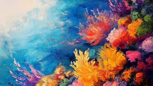 Papier peint corail Motif vibrant de coraux multicolores