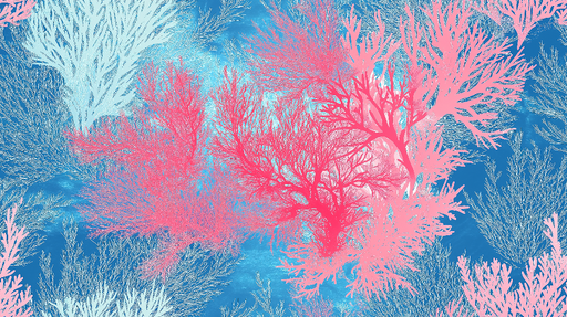 Papier peint corail Motifs de corail colorés sur fond aquatique