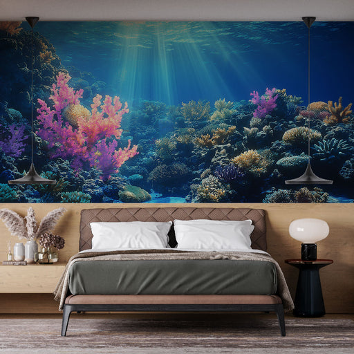 Papier peint corail paysage sous-marin vibrant avec coraux colorés pour chambre moderne