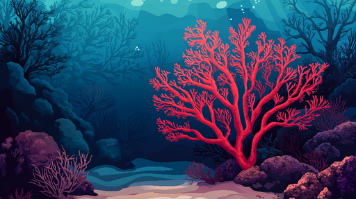 Papier peint corail Scène marine avec corail rouge vibrant