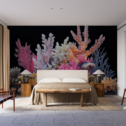 Papier peint corail éclatant avec variété de coraux colorés pour chambre moderne