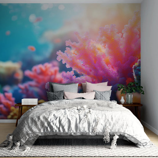 Papier peint corail vibrant avec des coraux colorés pour chambre moderne et élégante