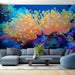 Papier peint corail vibrant avec anémones marines multicolores pour salon moderne