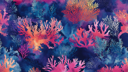 Papier peint coraux Éblouissant motif aquatique de coraux colorés