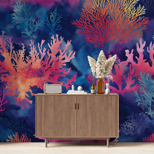 Papier peint aquatique coraux colorés pour décoration murale moderne et élégante