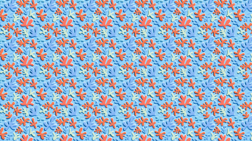 Papier peint coraux Motif vibrant de coraux multicolores sur un fond bleu