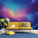 Papier peint cosmos ciel nocturne coloré avec étoiles scintillantes pour salon moderne