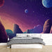 Papier peint cosmos avec paysage extraterrestre vibrant et planètes pour chambre moderne.