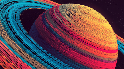 Papier peint cosmos Planète colorée avec des anneaux vibrants