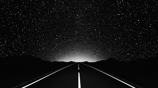 Papier peint cosmos Route sous un ciel étoilé intemporel