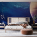 Papier peint cosmos univers étoilé avec planètes colorées pour chambre moderne