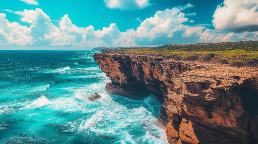 Papier peint côte océanique Falaise majestueuse sur un océan turquoise