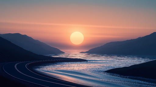 Papier peint coucher de soleil Paysage côtier apaisant avec reflets marins