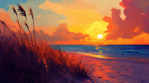 Papier peint coucher de soleil Plage illuminée par des teintes chaudes et naturelles