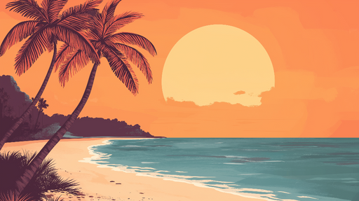 Papier peint coucher de soleil Plage Tropicale Éclatante