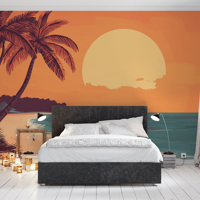 Papier peint coucher de soleil | Plage Tropicale Éclatante