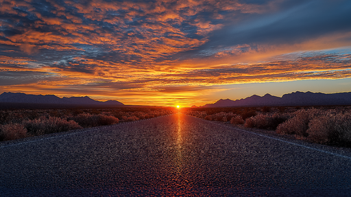 Papier peint coucher de soleil Route panoramique avec un coucher de soleil spectaculaire