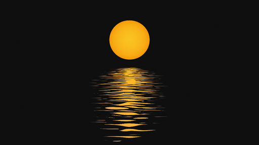 Papier peint coucher de soleil Soleil brillant et réflexion sur l'eau sombre