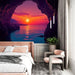 Papier peint coucher de soleil avec vue sur la mer depuis une grotte pour chambre moderne