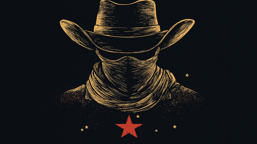 Papier peint cowboy Silhouette d'un cowboy mystérieux avec étoile rouge