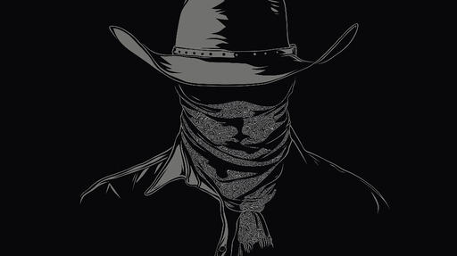 Papier peint cow-boy Silhouette d'un cow-boy mystérieux sur fond noir