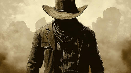 Papier peint cowboy Silhouette mystérieuse d'un cowboy dans le désert