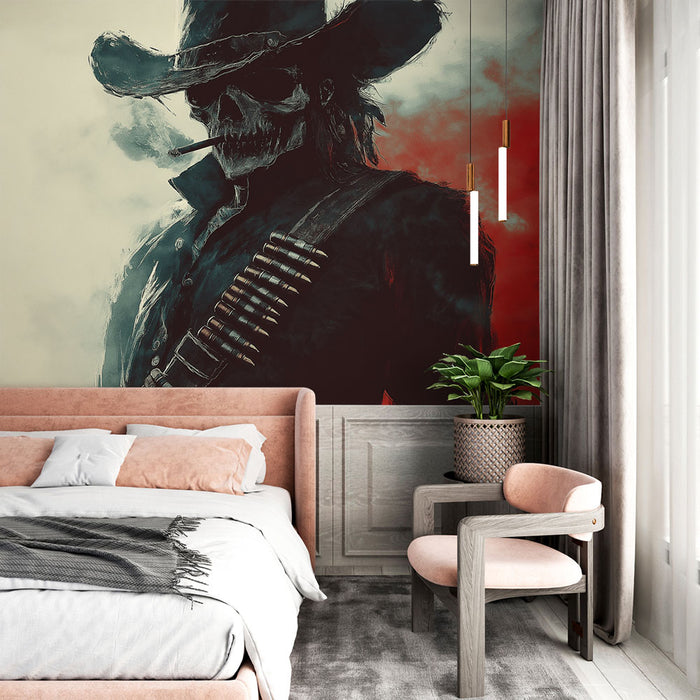 Papier peint cow-boy | Un personnage mystique avec une ambiance western sombre