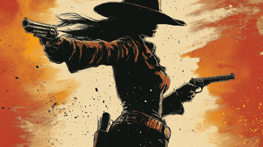 Papier peint cowgirl Silhouette de cowgirl au style audacieux et coloré