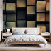 Papier peint moderne avec cubes géométriques en dégradé de couleurs pour chambre contemporaine