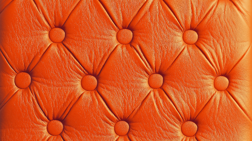 Papier peint cuir matelassé orange Tissu doux avec boutons décoratifs