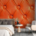 Papier peint cuir matelassé orange avec boutons décoratifs pour chambre moderne