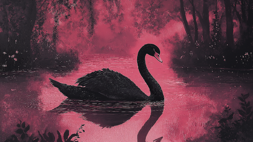 Papier peint cygne noir Cygne majestueux sur fond rose lumineux