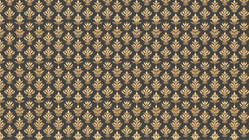 Papier peint damassé Motifs dorés sur fond noir pour une élégance intemporelle