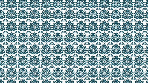 Papier peint damassé Motifs floraux en teintes de bleu sur fond blanc