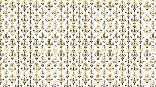 Papier peint damassé Motifs floraux noirs et dorés sur fond blanc