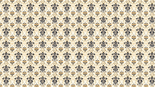 Papier peint damassé Motifs floraux noirs et dorés sur fond crème