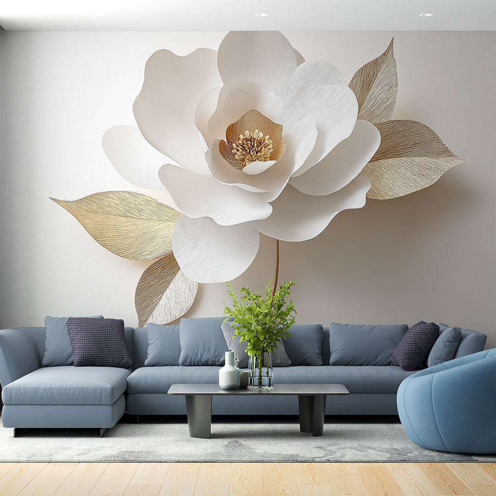 Tapisserie Murale Décorative Blanche - Motif Fleurs Et Beautés - 55 X 41 Pouces