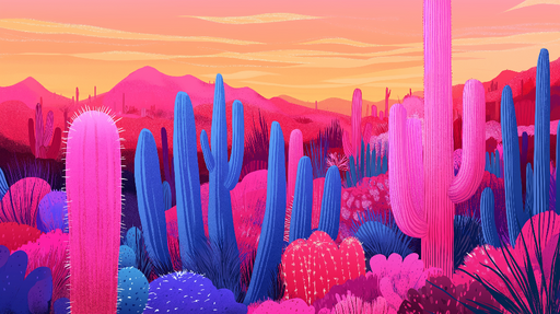 Papier peint désert coloré Un paysage mystérieux rempli de cactus vibrants