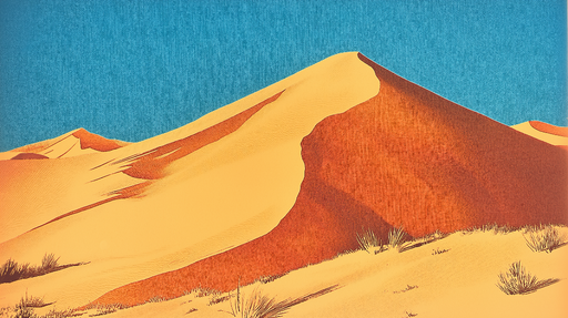 Papier peint désert Dunes de sable aux teintes chaudes et ciel bleu éclatant