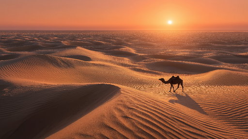 Papier peint désert Paysage de dunes de sable sous un coucher de soleil doré