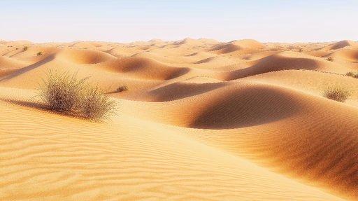 Papier peint désert sablonneux Dunes dorées et végétation délicate